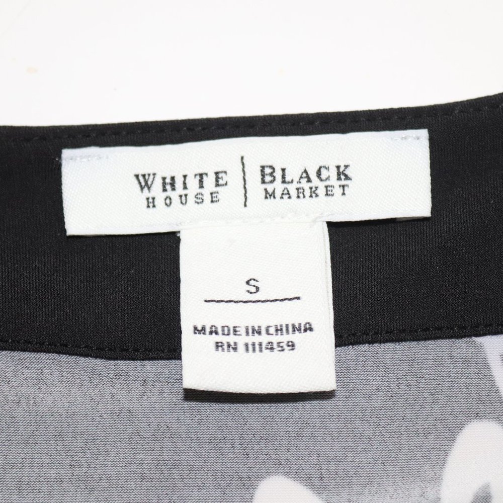 WHITE HOUSE BLACK MARKET Women's Sz S Black/White Tunic Top Blouse Mini Dress - Picture 5 of 5
